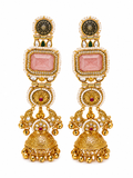 Gold Tone Kundan Jhumka Earrings For Women