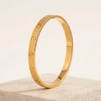 Gold Alloy Tarnish Engraved Cuff Bracelet For Women