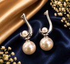 Silver Alloy Pearl Drop Earrings