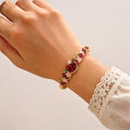 Gold Alloy Tarnish Floral Embellished Bracelet For Women