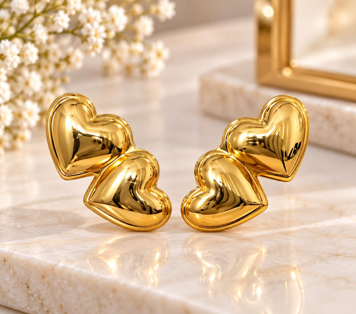 Heart-Cut Solitaire Stud Earrings