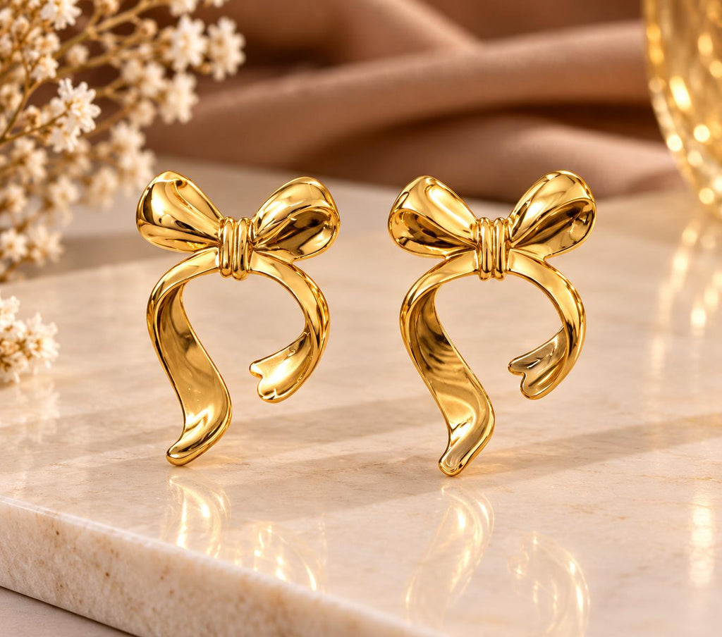 Golden Stud Earrings Set