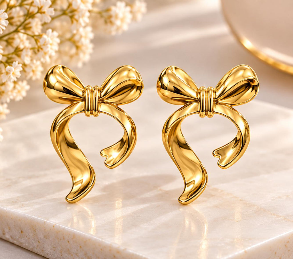 Golden Stud Earrings Set
