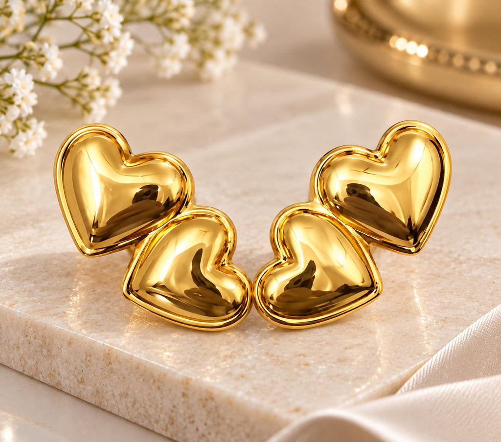 Heart-Cut Solitaire Stud Earrings