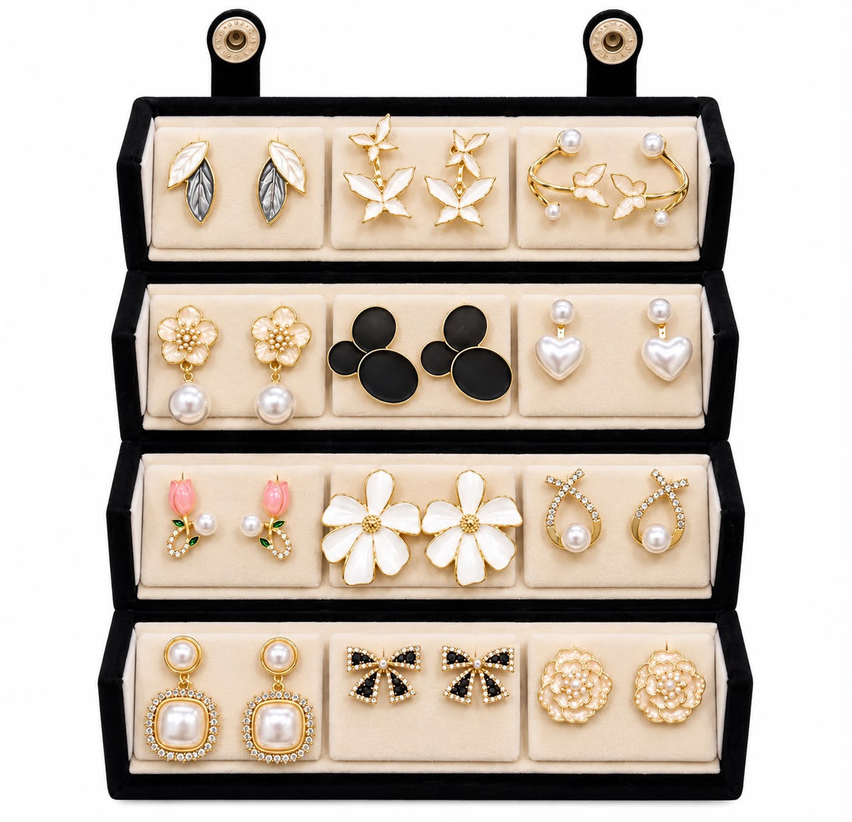 Gold Tone Earrings Set for Women, 12 Pairs