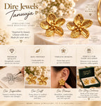 Golden Floral Statement Stud Earrings