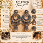 Oxidised Silver Chandbali Jhumka Earrings