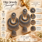 Oxidised Silver Chandbali Jhumka Earrings