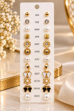 12-Month Golden Stud Earrings Collection