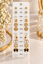 12-Month Golden Stud Earrings Collection