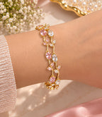 Pink & Crystal Double tulip Bracelet Set