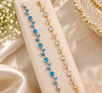 Blue & Crystal tulip Bracelet Duo