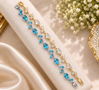 Blue & Crystal tulip Bracelet Duo