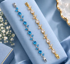 Blue & Crystal tulip Bracelet Duo