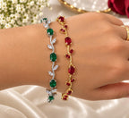 Ruby & Emerald tulip Bracelet Duo