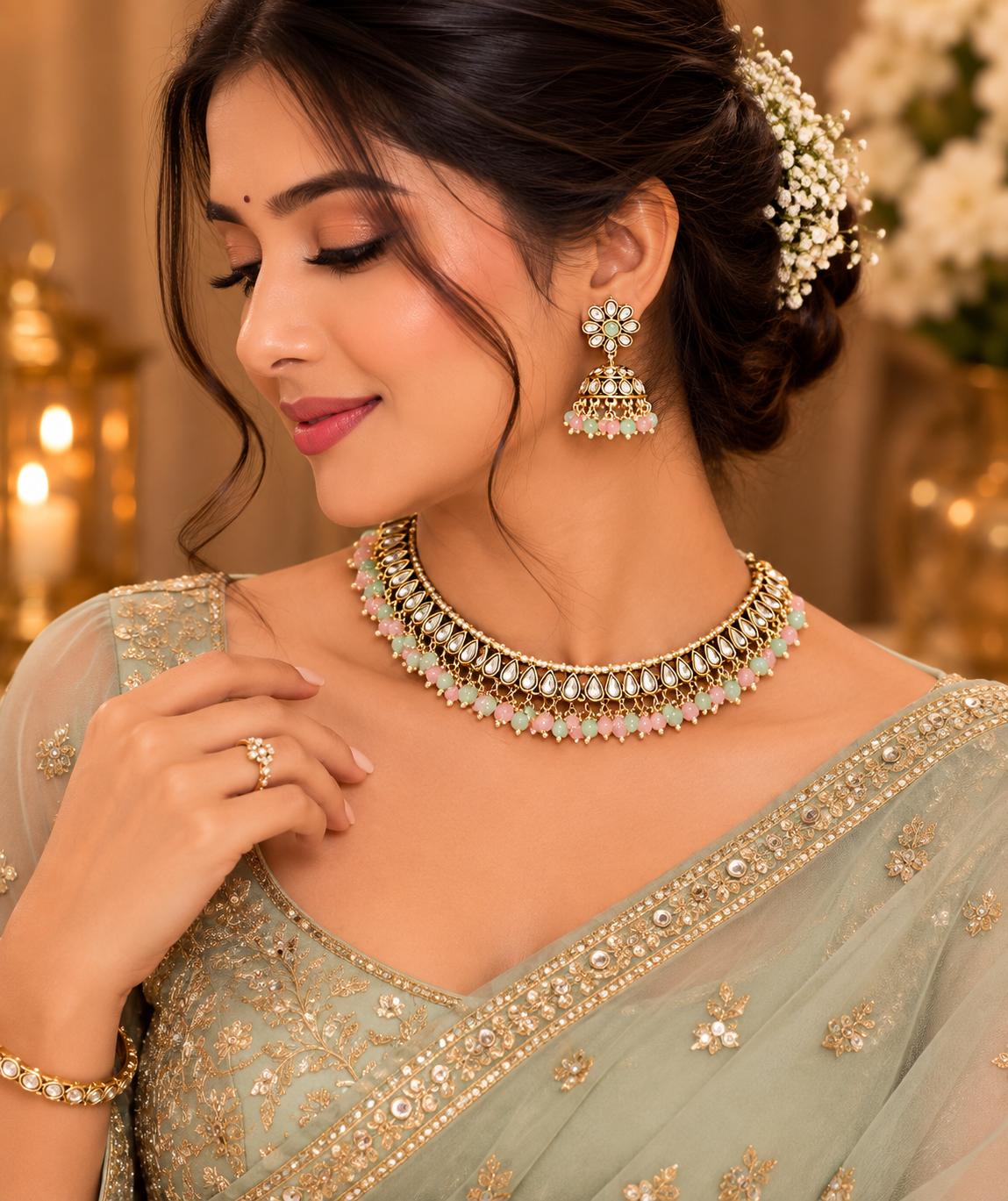 Kundan pearl choker