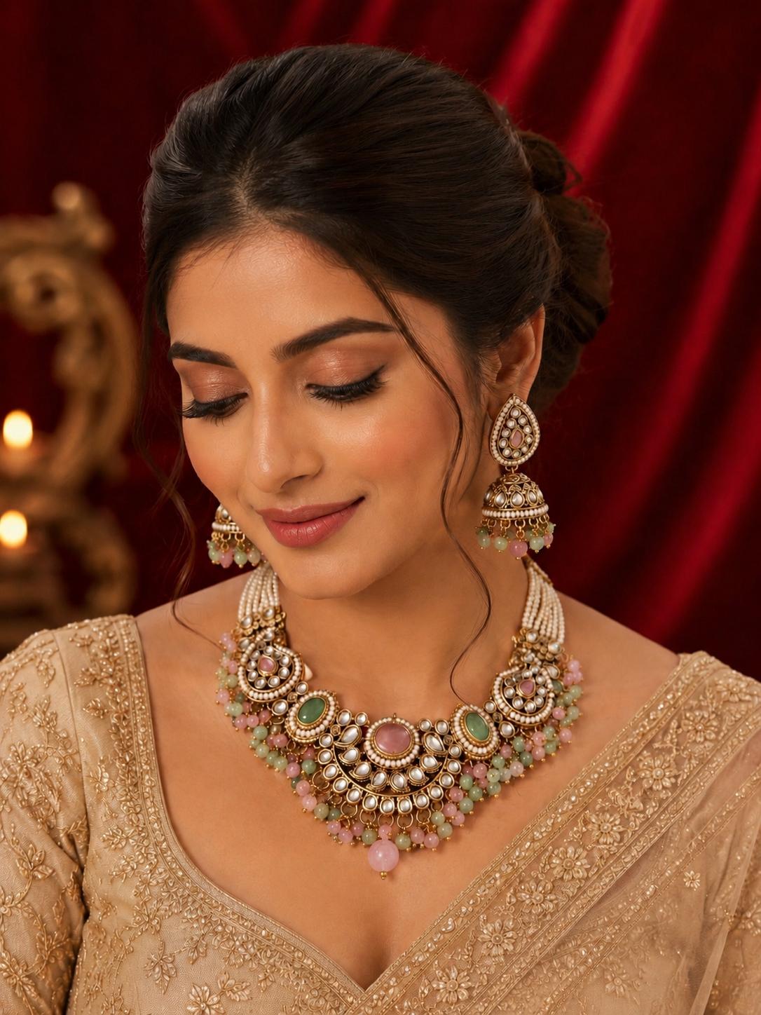 Kundan chokar set with maang tikka