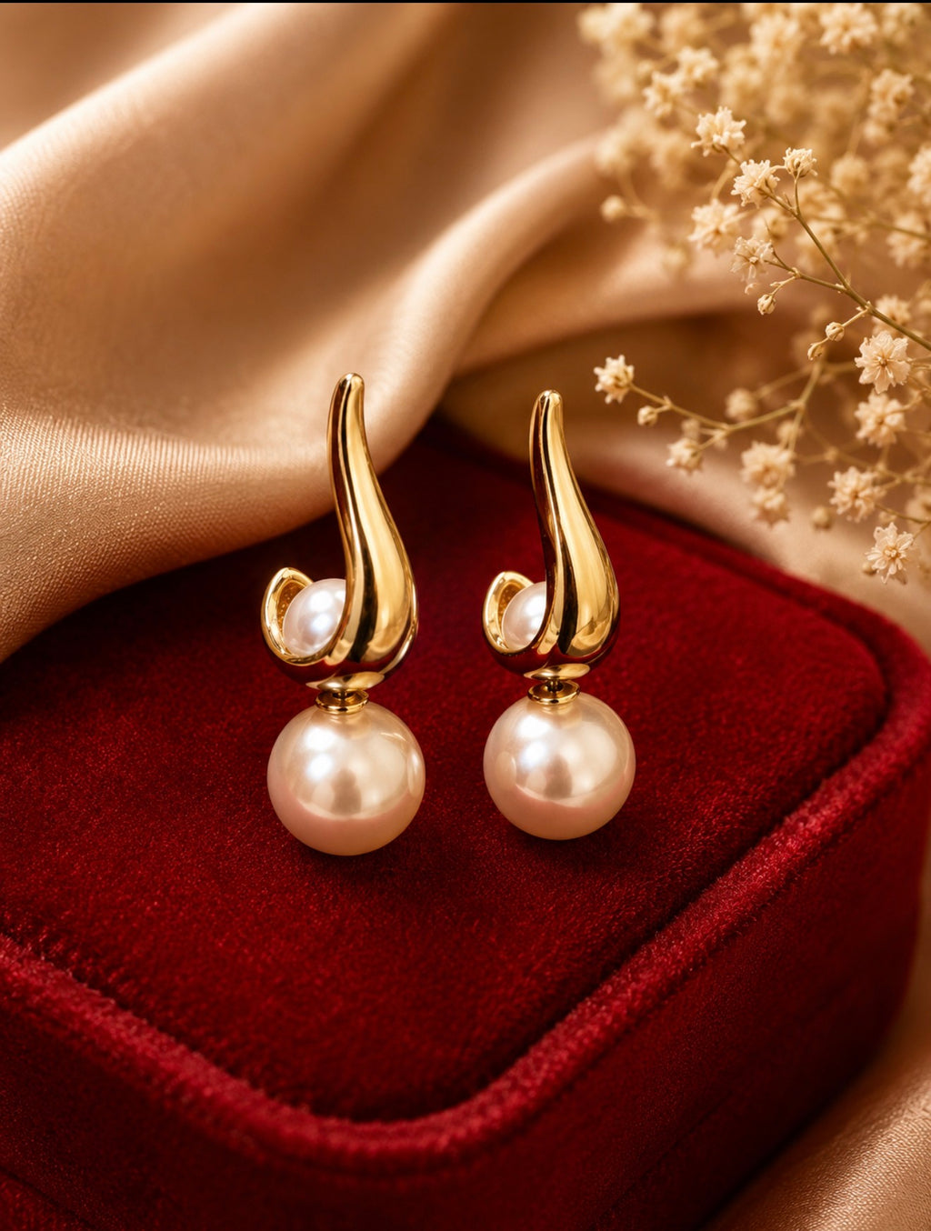 Silver Alloy Pearl Drop Earrings