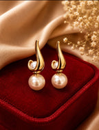 Silver Alloy Pearl Drop Earrings