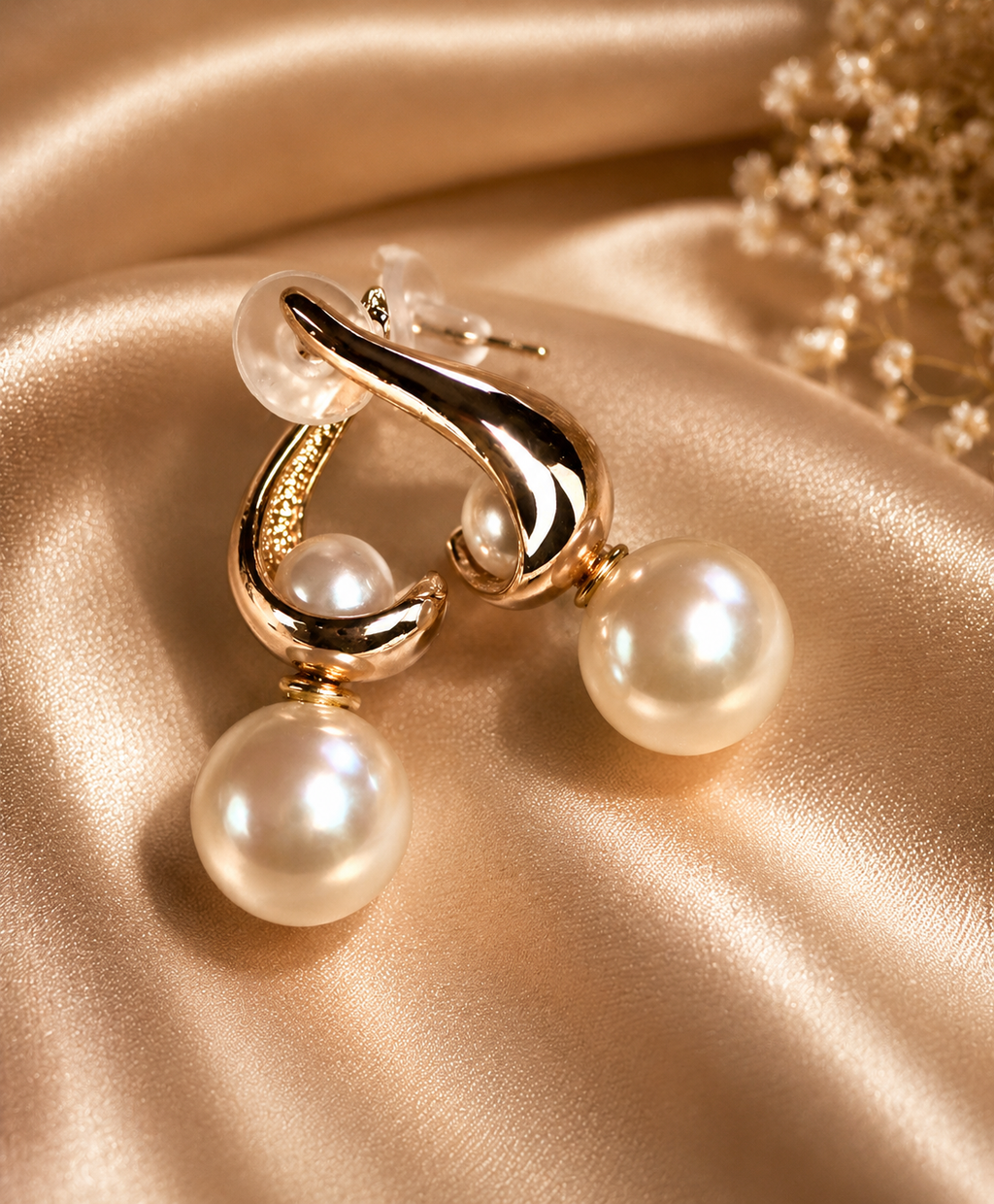 Silver Alloy Pearl Drop Earrings