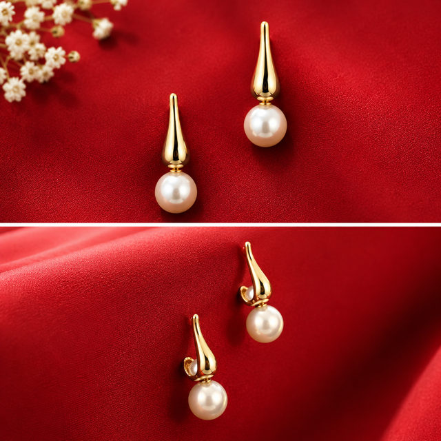 Silver Alloy Pearl Drop Earrings