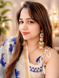 Gold Tone Kundan Jhumka Earrings For Women
